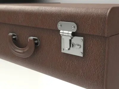 Brown travel suitcase Low-poly 3D model