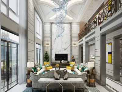 Luxury living room interior 3D model 56