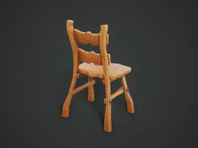 Stylized Chair PBR Game Ready Low-poly 3D model