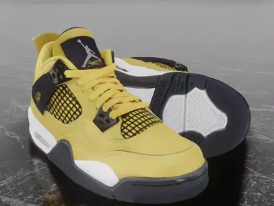 NIKE AIR JORDAN 4 RETRO LIGHTNING 3D SHOES Low-poly 3D model