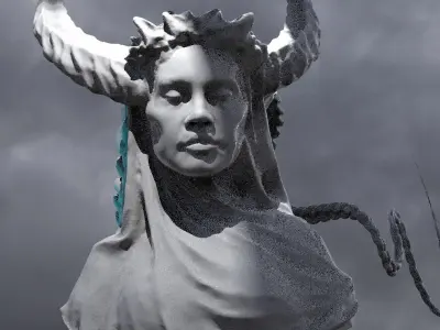 Dark Ages Drapery Lady Bust  3D model
