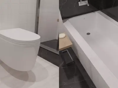 Toilet and Bathtub Model 3D Model Collection