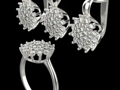 Ring Pendant and Earrings 51092 3D print model