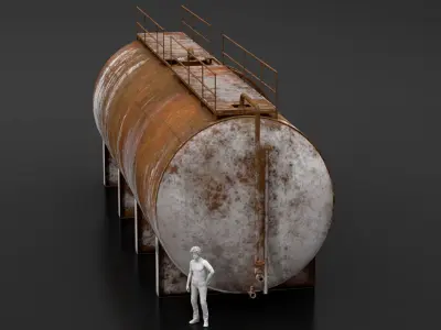 Water Tank Old 01 Low-poly 3D model