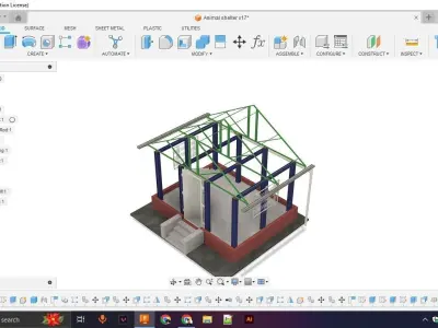 Tin Roof House With Steel Structure Low-poly 3D model