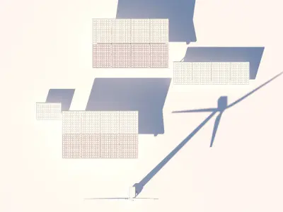 Cartoon Solar Panel Wind Turbine Electric Vehicle Charger Low-poly 3D model