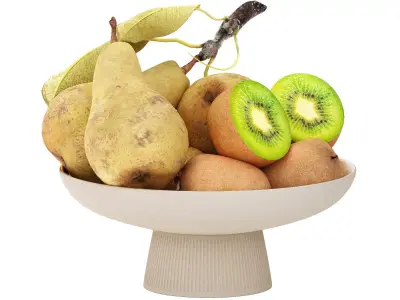 bowl of pearls and kiwi fruit 3D model