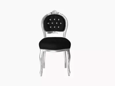 Luxury Baroque Dining Chair  Silver Frame with Black Upholstery 3D model