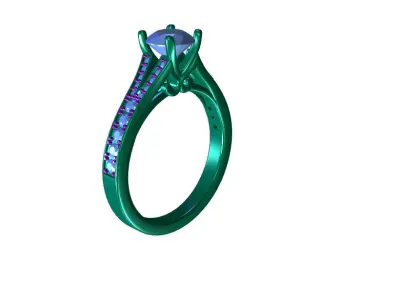 aj-026 solitaire diamond engagement ring gold 3D print model