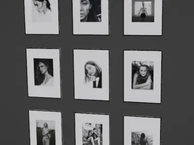 Black and white photos of the girls - Wall Art 3D model
