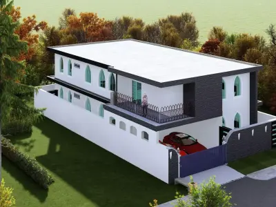 40-00 X 73-00 3D  Modern House  Plan Low-poly 3D model