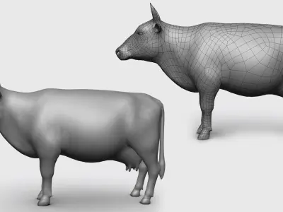 Cow BaseMesh Low-poly 3D model