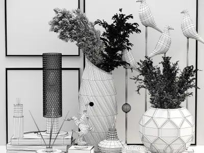 Decorative set with Table Lamp 3D model
