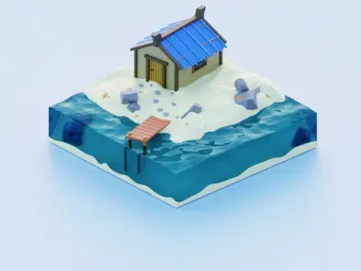 Island house on Free 3D model