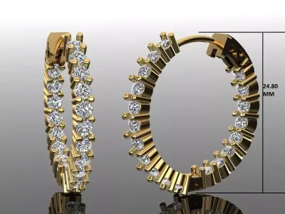 Women Diamond Earrings 3D print model 29