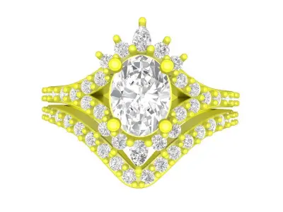 A7342 Set Oval Diamond Engagement Ring 3D Model 3D print model