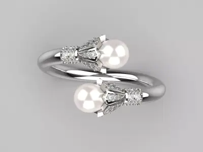 pearl jewelry STL 3D gold ring model pr0020 3D print model