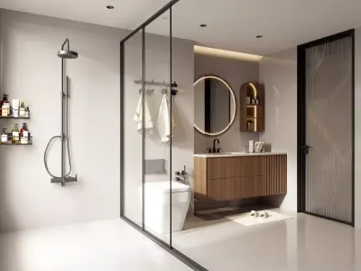 Luxury family bathroom shower room 3D model