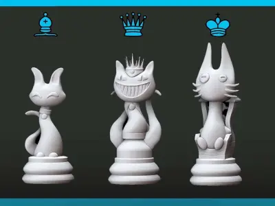CATS CHESS SET FIGURINES 3D model