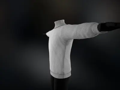 White Winter Turtleneck Low-poly 3D model