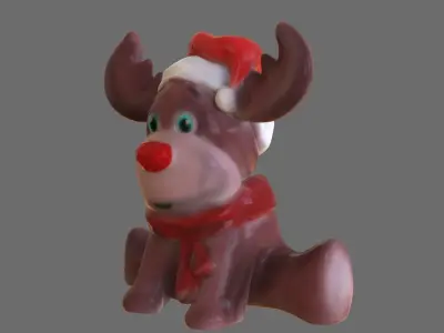 Reindeer wearing santa hat 3D print model