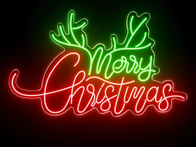 Merry Christmas Neon Sign 3D model