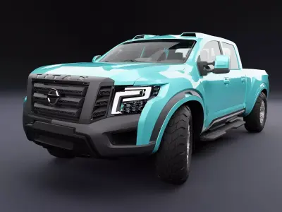 Nissan 4x4 Car Metallic Blue Sky Low-poly 3D model
