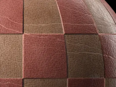 Leather Materials 40- Checker Leather Panel - Pbr 4k Seamless Texture