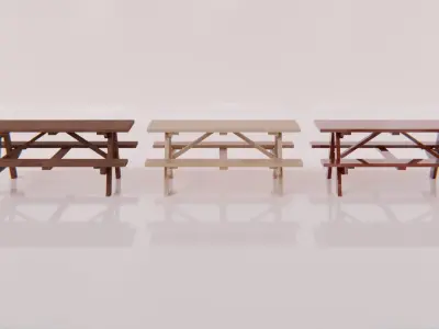 Picnic Table 3 colors Low-poly 3D model