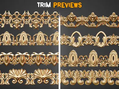 50 Gothic Trim Brushes - Vol 39 3D model