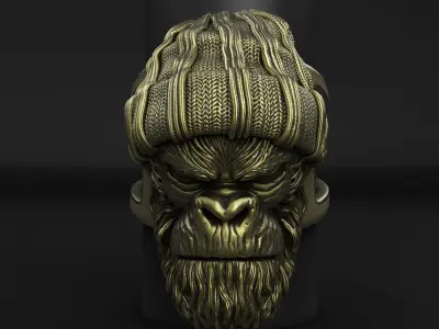 Animal Ring jewelry Gangster Monkey vol1  3D print model
