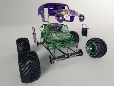 Monster Truck version 2 Low-poly 3D model