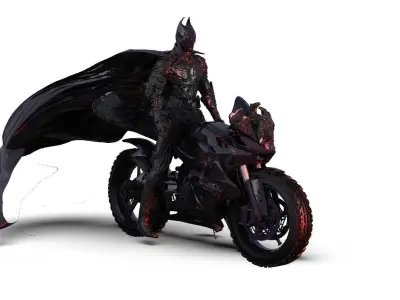 Batman with Bat Bike 3D model