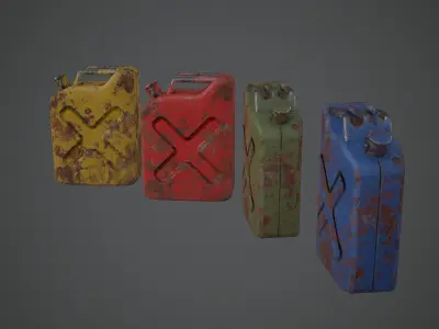 Canister PBR Game Ready Low Poly three rusty gas cans Low-poly 3D model
