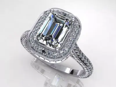 Round Edge Emerald Diamond Ring 3D print model