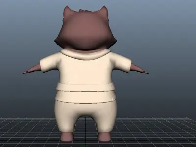 Cartoon karate Wombat Low-poly 3D model
