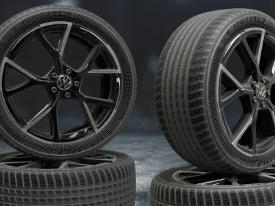 Volkswagen 2 car tyre 3D model