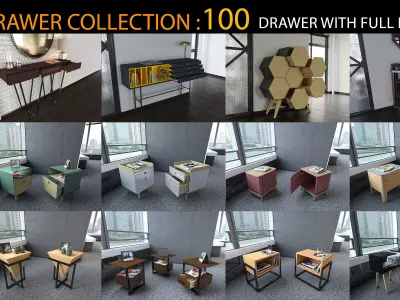 DRAWER COLLECTION 100 Drawer With Full Detail and PBR Texturing 3D model