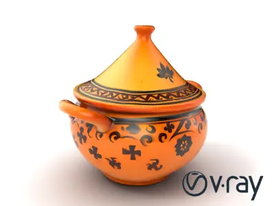 Rustic Stoneware Tajine Pot Model Pack Low-poly 3D model