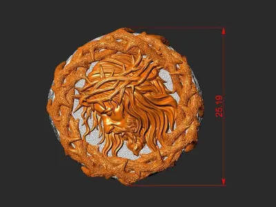 A RING WITH JESUS IN A CROWN OF THORNS 3D print model