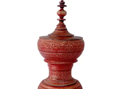Vintage Carved Burmese Vessels 3D model