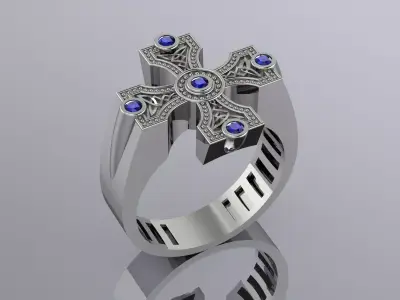 Mens Cross Ring Brand Jewelry Luxury 3D print model