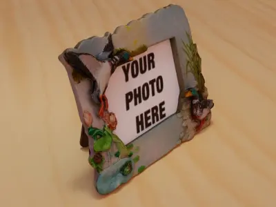 Photo frame witch duck figures  Low-poly 3D model