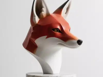 Fox head sculpture 3D print model