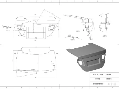 Car trunk lid panel 3D print model