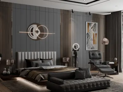  Modern luxury style bedroom 3D model 3D model