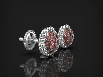 Round Halo Stud Earrings Women 3D print model 3D print model