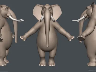Stylized Cartoon Elephant - Biped 3D model