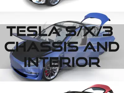 2017 Tesla S-X-3 Collection w chassis and interior 3D model
