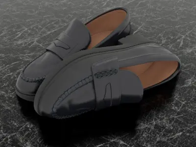 CLASSIC 3D SHOES - BLACK - LEATHER Low-poly 3D model
